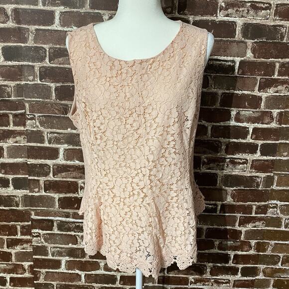 7th Avenue Design Studio New York And Company L Pink Floral Sleeveless Zip Up - Picture 1 of 9